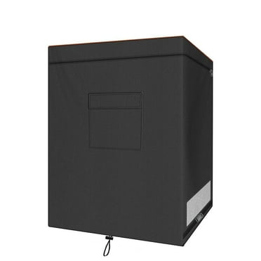 Black Chest Freezer Cover, Waterproof Freezer Cover Compact for 5 Cubic Feet Chest Freezer Full Cover Deep Freezer Cover with Top Cover for Open, Zipper Pocket, Strap，28.45x23.37x34.55inch