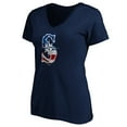 thumbnail image 2 of Women's Navy Seattle Mariners Logo Banner Wave V-Neck T-Shirt, 2 of 3