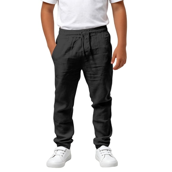 SJLDQY Boys Sweatpants Elastic Waist Drawstring Straight leg Pants Lightweight Breathable Casual Trousers with Pockets