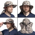 thumbnail image 4 of SUN CUBE Sun Hat for Men, Wide Brim Fishing Hat Neck Flap Cover Men Women, Hiking Safari, UV Sun Protection Summer Gardening Beach Camping UPF 50+, Camo Gray, 4 of 8