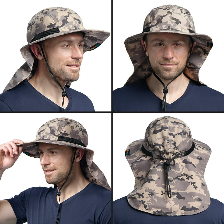Camouflage Hat Sun Visor Cap Hat Outdoor UPF 50 Sun Protection With Wide  Ear Neck Flap Cover for Cycling Hiking Camping Fishing 