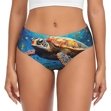Womens Underwear - Colorful Underwater Sea Turtle No Show Seamless Underwear for Women  Soft Stretch Sexy Women s Panties  Cute Hipster Ladies Panties Bikini Underwear Briefs