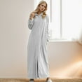 thumbnail image 6 of Couples Pajamas Matching Sets for Men and Women Soft Warm Robe Cozy Flannel Long Hooded Zipper Bathrobe Plush Winter Housecoat Nightgown Grey XL, 6 of 9