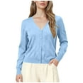 thumbnail image 2 of qelini Open Cardigan for Women V Neck Button down Sweaters Solid Lightweight Long Sleeve Tops Dressy Warm Blouses, 2 of 8