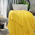thumbnail image 3 of Unique Bargains Pure Cotton Soft Cable Knit Throw Blanket Yellow 51" x 59", 3 of 8