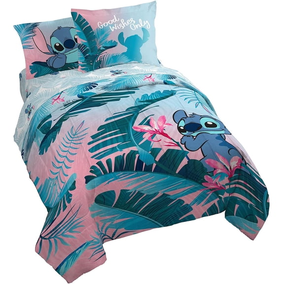 7βPiece Queen Kids BedβinβaβBag Set, Pink Character Themed Bedding with Comforter, Sheets & Pillow Covers for Girls Bedroom