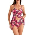 thumbnail image 2 of Wycnly Womens Swimsuits Tankini for Women Tankini Two Piece Swimsuits Summer Beach Floral Print Spaghetti Strap High Waist Swim Suit Womens Bathing Suits, 2 of 7