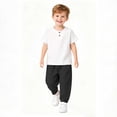 thumbnail image 6 of CHEEREAM Summer Sets For Kids Jogger Pants and Short Sleeve Button Crew Neck Shirt Boys Leisure Active Beach 2-Piece Outfits, 6 of 6