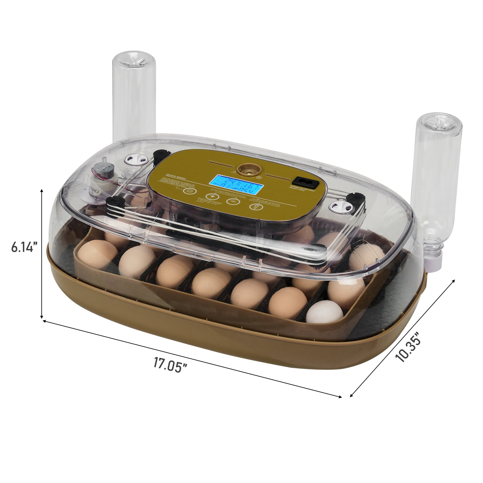 24 Eggs Incubator with Automatic Egg Turning, 110V Digital Poultry Hatcher with LED Egg Candler, Temperature & Humidity Control, Auto Water Adding, for Chickens Ducks Quails