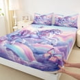 thumbnail image 4 of Erosebridal Rainbow Unicorn Print Bed Sheets,Colorful Blossom Floral King Sheets For Girls Kids 4pcs, 4 of 6