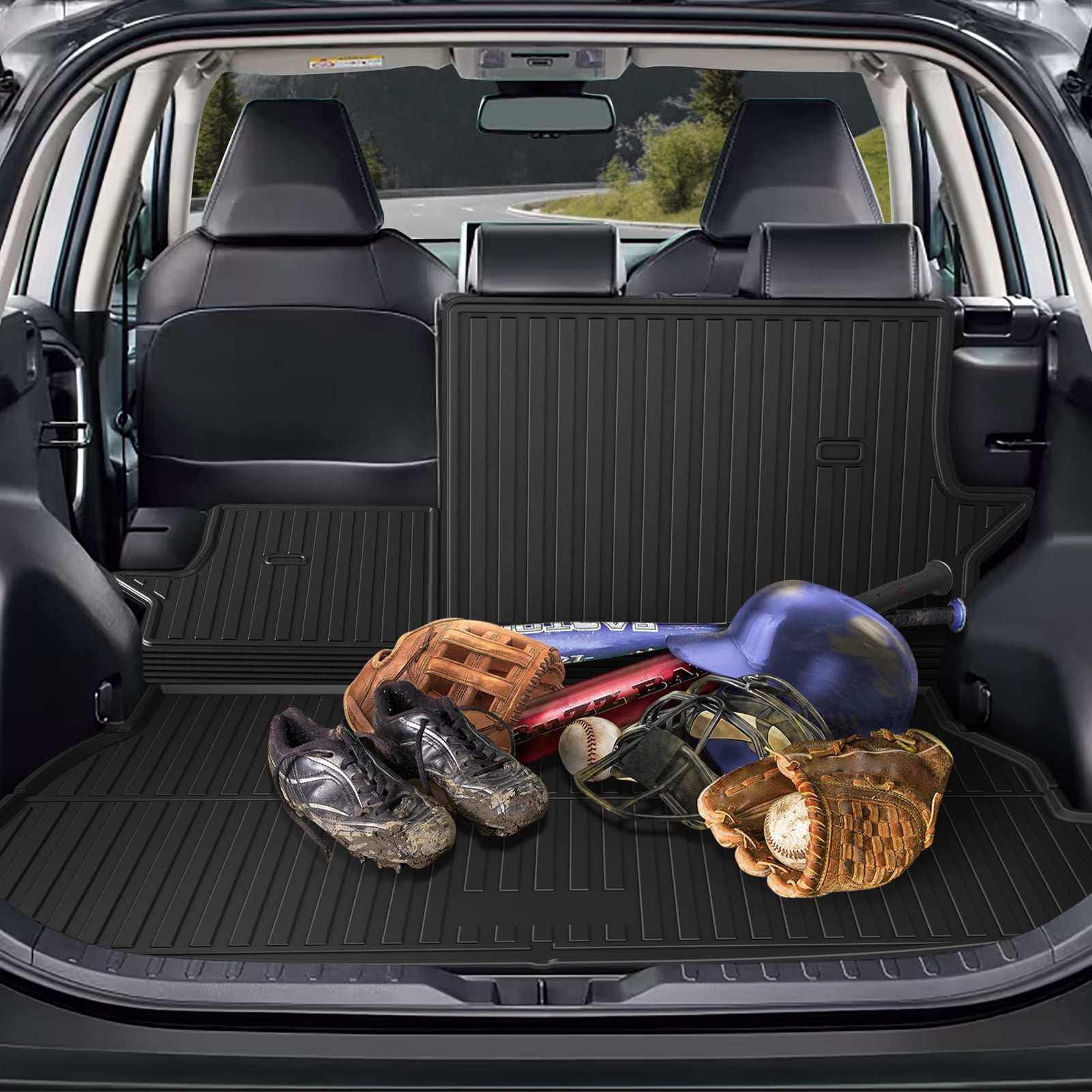 DIKSOAK Original Cargo Liner and Backrest Mats for the 2019-2025 Toyota RAV4 - Custom Fit Trunk Mat and Backrest Mats - All Weather Protection Anti-Skid Car Mats for Toyota RAV4