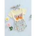 thumbnail image 3 of Gureui 3Pcs Toddler Infant Baby Girls Clothes Set Cartoon Ice Cream Car Print Short Sleeve Romper and Shorts  Headband, 3 of 7