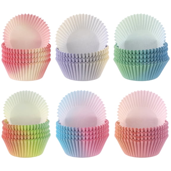 300 Pcs Rainbow Cupcake Liners, Standard Colorful Gradient Baking Cups, Heat-resistant Paper Muffin Liners, Disposable Cupcake Wrappers for Party, Wedding