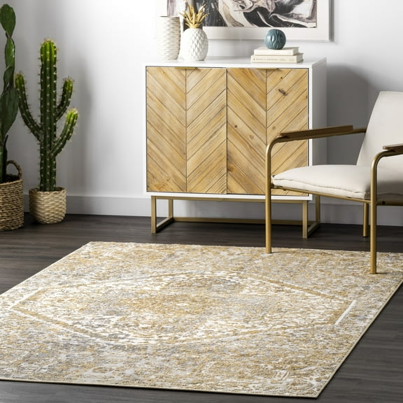 nuLOOM Patty Vintage Medallion Area Rug, 4' x 6', Patty Gold