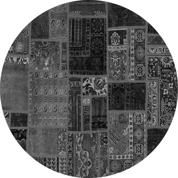 Ahgly Company Indoor Round Oriental Gray Modern Area Rugs, 7' Round