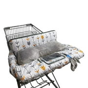 Shopping Cart Cover for Baby with Pillow- Minky Bolster Positioner and Cellphone Holder, High Chair Cover for Boy Girl,Infant Grocery Cart Cushion Liner with Pillow Grey