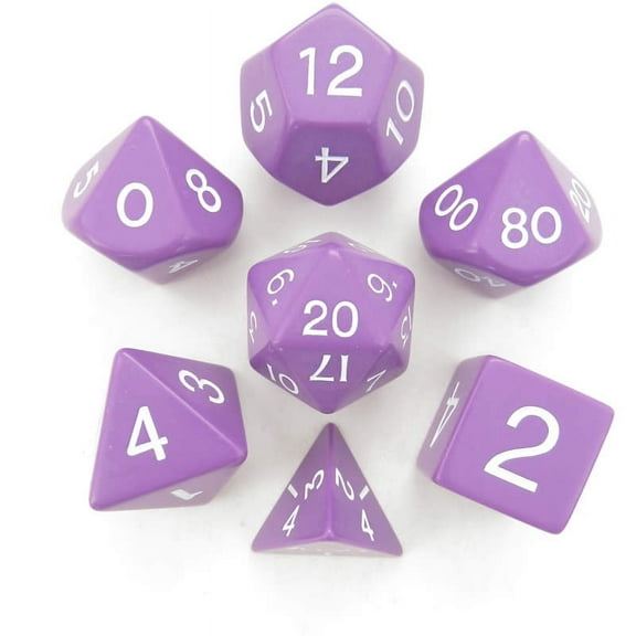 Purple Jumbo Dice with White Numbers D6 24mm (15/16in) Set of 7 Koplow Games