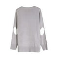 thumbnail image 4 of Women Cute Heart Sweaters Crew Neck Valentines Day Sweater Long Sleeve Casual Ribbed Knit Pullover Top Gray, S, 4 of 6