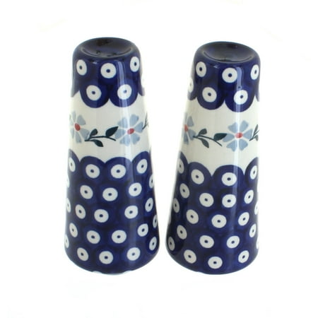 Polish Pottery Blue Violet Salt & Pepper Shakers