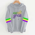 thumbnail image 2 of QSAWXQZ Women's Carnival Hoodie Drawstring Color Block Long Sleeve Letter Graphic Pullover Top with Pocket Gray XS, 2 of 4