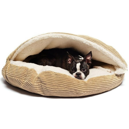 Precious Tails Plush Corduroy And Sherpa Lined Pet Dog Bed