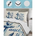 thumbnail image 4 of Quilts Full Size Bedding Set, Coastal Nautical Lightweight Quilted Comforter, Summer Watercolor Anchor Blue Beige Soft Reversible Bedspread Coverlet with Pillow Covers for All Season, 78" x 90", 4 of 7