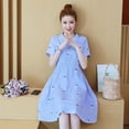 thumbnail image 2 of Medium Style Stripes Printing Embroidered Dress for Pregnant Woman blue XL, 2 of 8
