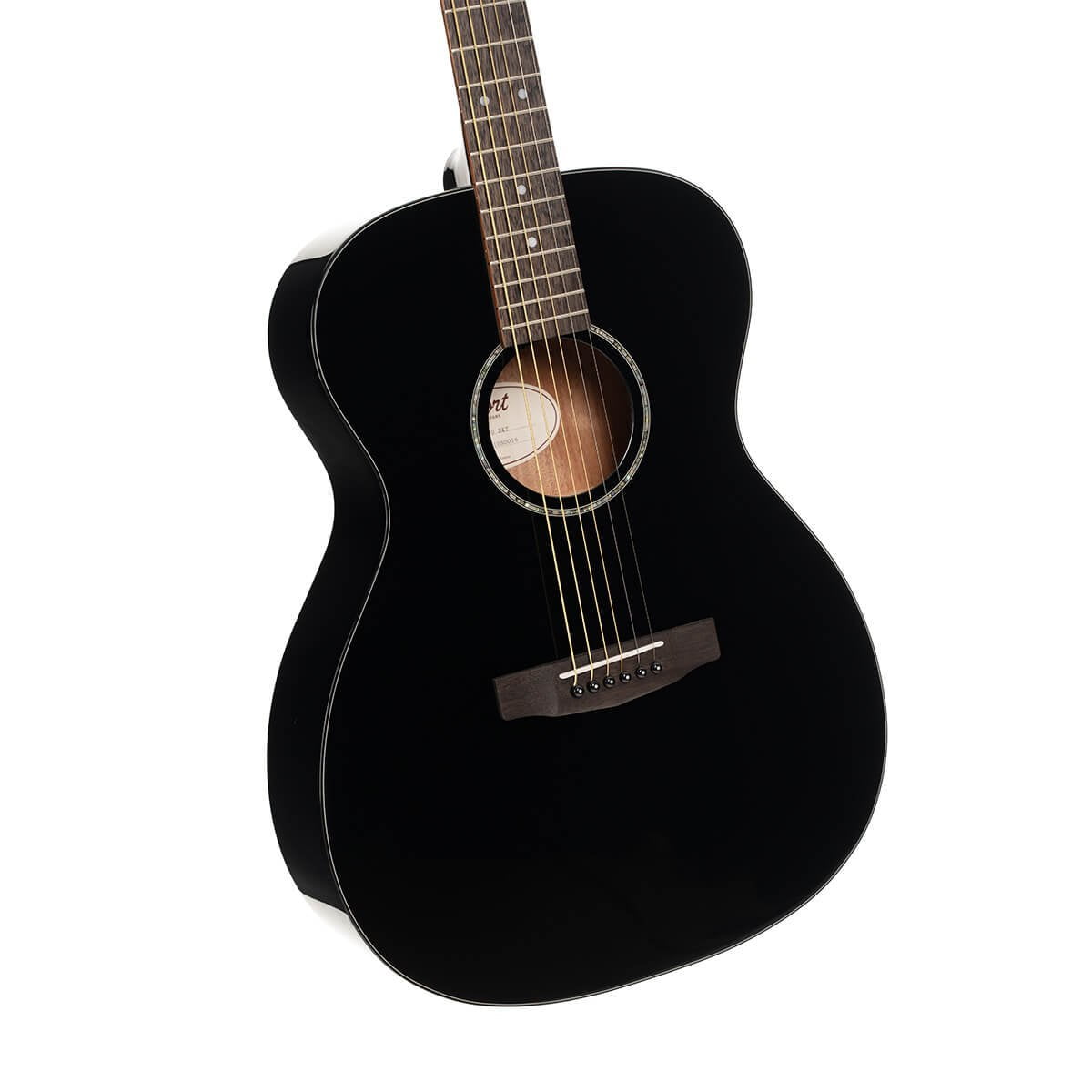 Cort L60 OM Acoustic Guitar Solid Spruce Top - Black Gloss