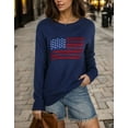 thumbnail image 2 of American Flag Graphic Sweaters for Women 4th of July Crew Neck Sweater Long Sleeve Casual Knit Pullover Sweater Shermie, 2 of 5