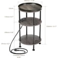 thumbnail image 2 of Small Round Side Table with Charging Station for Small Spaces, 3-Tier Round Accent Table with USB Ports & Power Outlets, Round Corner Table Tea Sofa Side Table for Living Room Bedroom Apartment (Grey), 2 of 18