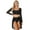 Black, variant on YONGHS Women's 2 Piece Lyrical Dance Outfits Floral Lace Long Sleeve Pleated Crop Top with Skirted Black S