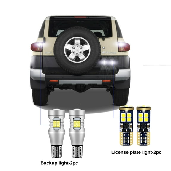4PC Car LED Bulbs For Toyota FJ Cruiser 2007-2014 LED Car Reverse Backup Light License Plate Light CANBUS