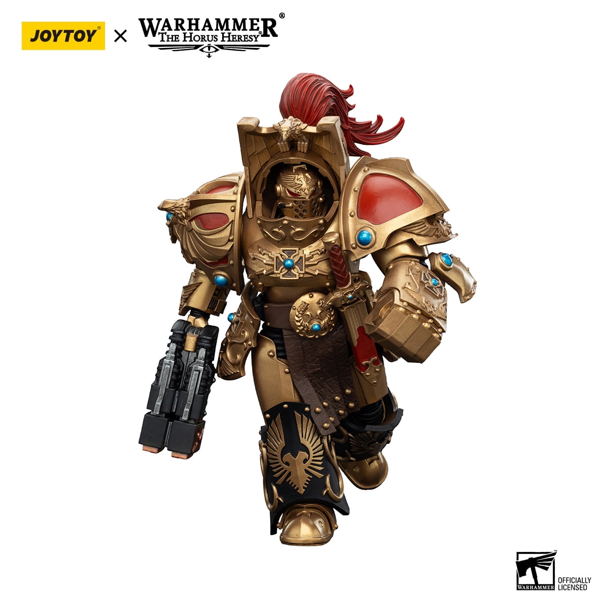JOYTOY Warhammer 40K The Horus Heresy Legio Custodes Aquilon Terminator Squad Aquilon with twin-linked Adrathic Destructor Collection Model
