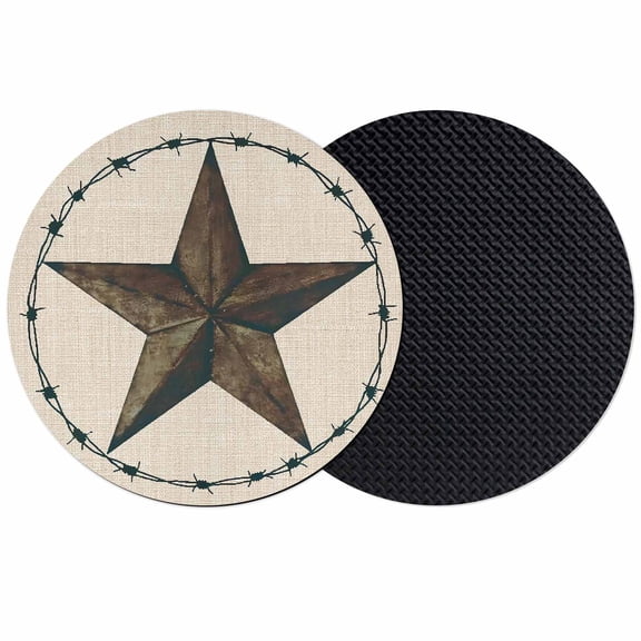 Texas Star Rustic Coasters Set of 2, Absorbent Coasters for Drinks, Vintage Farmhouse Striped Brown Coaster for Desk Coffee Table Protection, Home Decor House Warming Gifts 4"