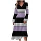 thumbnail image 1 of Gibobby Vestido casual para mujer Vestido de mujer casual elegante estampado temperamento cintura larga cintura mujer(Morado,XL), 1 of 5