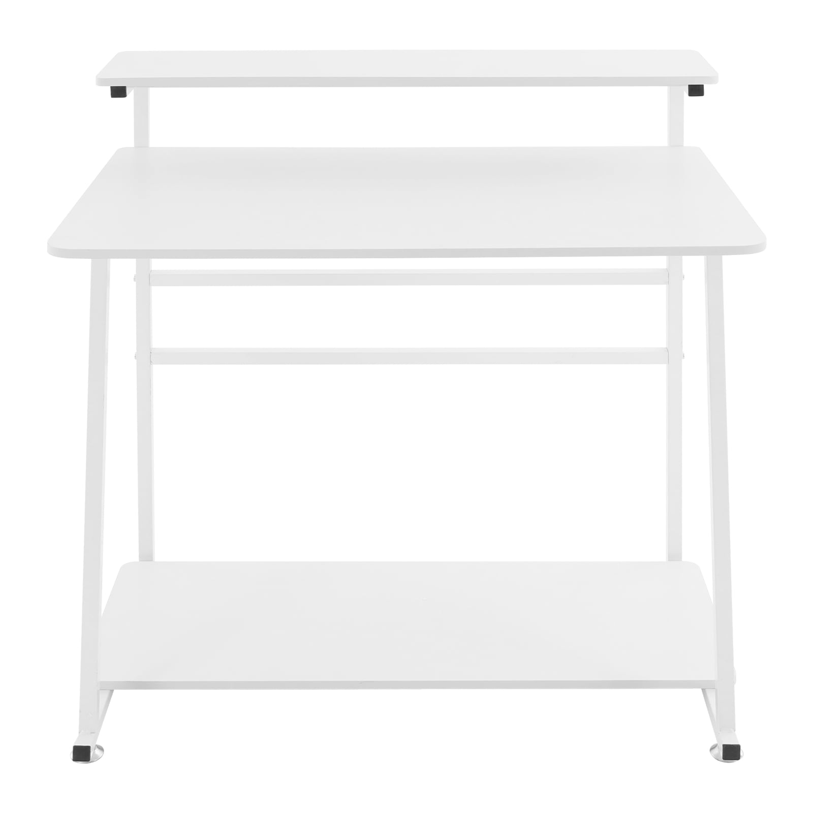 Free Standing Home Office Desk, Rolling 3-Tier Computer Desk (White)