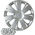 thumbnail image 1 of Wheel Cover Kit, 14 Inch Hubcaps Set of 4 Automotive Hub Caps with Universal Snap-On Retention Rings, 1-Tone ABS Plastic Silver Rim Covers for All Makes, Models (SG-5077-B-14), 1 of 7