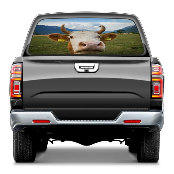 Funny Cow Farm Rear Window Decals for Trucks- Pickup Car Window Stickers Decal- Truck Back Window Tint Decal Graphic Perforated Vinyl Truck Stickers 66" X 22"