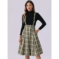 thumbnail image 4 of DARING DIVA Women's Tartan Pinafore Plaid Midi Suspender Skirt S Khaki, 4 of 6