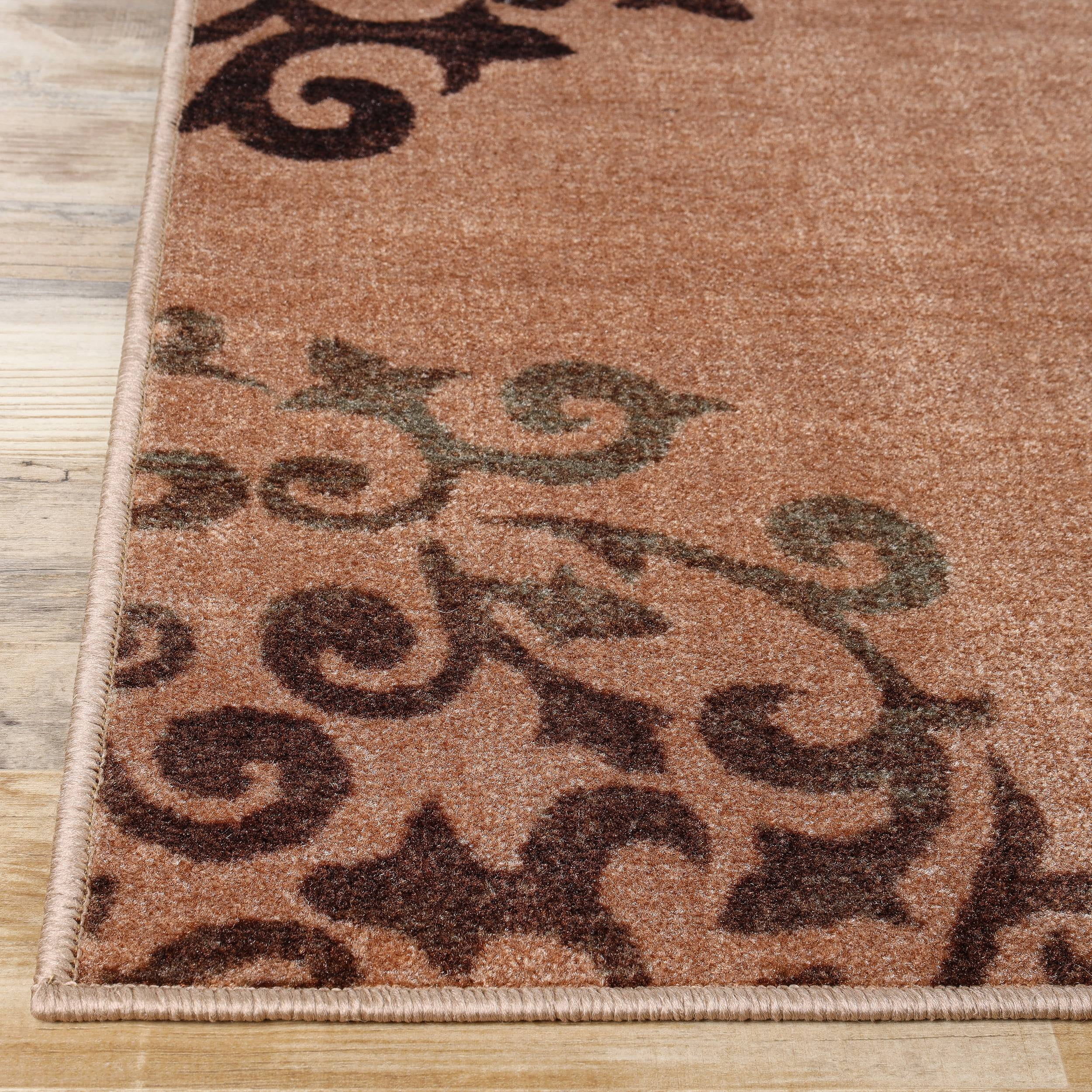 Superior Amber Floral Non-Slip Indoor Area Rug, 5' x 8', Camel