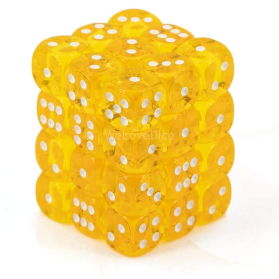 DND Dice Set-Chessex D&D Dice-12mm Translucent Yellow and White Plastic Polyhedral Dice Set-Dungeons and Dragons Dice Includes 36 Dice – D6 (CHX23802)