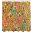 thumbnail image 3 of Asian Shower Curtain, Traditional Malaysian and Javanese Design Rich Retro Revival Pattern with Flowers, Fabric Bathroom Set with Hooks, 69W X 84L Inches Extra Long, Multicolor, by Ambesonne, 3 of 3