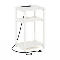 Furinno 3-Tier USB and Type-C Charging Port Open Storage Side Table with Metal Frame