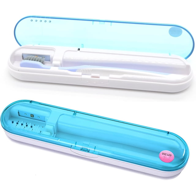 Premium Blue Toothbrush Case w/Advanced U V Cleaning Light