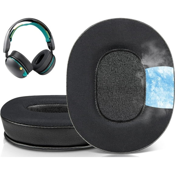 SOULWIT Cooling Gel Earpads Replacement for Skullcandy Grom Wired/Wireless Headphones, Ear Pads Cushions with Ice Silk Fabric, High-Density Foam - Black
