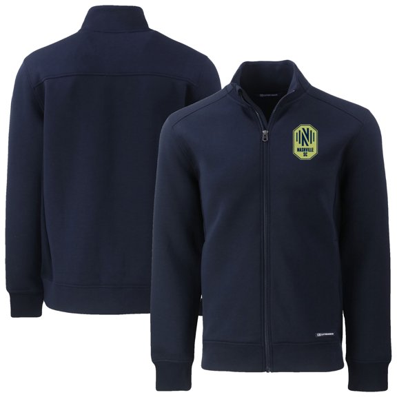 Men's-Cutter & Buck  Navy Nashville SC Big & Tall Roam Eco Tri-Blend Recycled Full-Zip Jacket