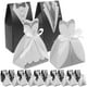 thumbnail image 1 of GOOHOCHY 100 cajas de dulces para boda con forma de novio y novia, cajas de chocolate, cajas de recuerdo de boda, 1 of 8