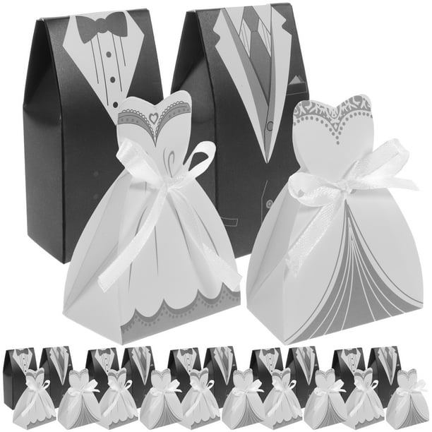 100 piezas de bolsas de regalo y recuerdos de boda para novios y novias, cajas de dulces, cajas de papel para dulces de boda