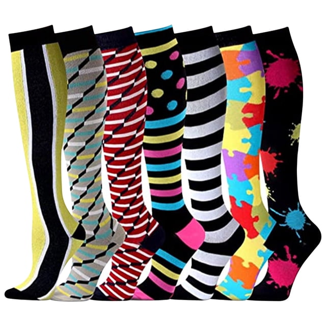 Calcetines de compresión para deportes de ocio Calcetines de compresión de tubo largo para exteriores para hombres y mujeres Calcetines deportivos para correr Fitness 7PCS Wmkox8yii jkg3638