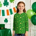 thumbnail image 4 of Girls St Patricks Day Shirt 3/4 Sleeve Round Neck Multicolor Shamrock Print Holiday Festival Wear for Kids Little Big Girl,Size 3 T, 4 of 6